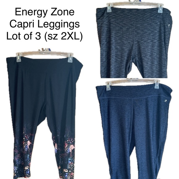 Energy Zone Speed Dri Capri Leggings (Performance), 2X, lot of 3 - Picture 1 of 14
